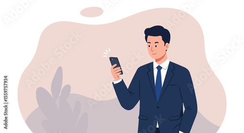 a man in a suit is holding a cell