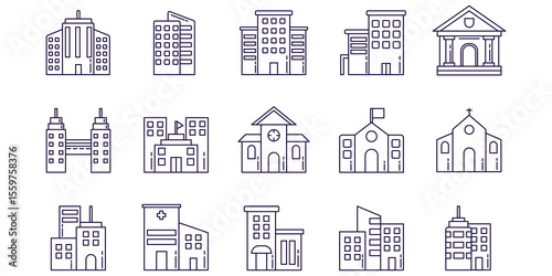 Line Building Flat Icon