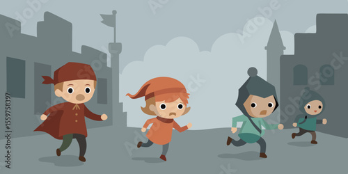 Medieval Children's Adventure A Thrilling Chase Through the Castle Town