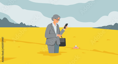 a man in a suit and tie is looking at a cell