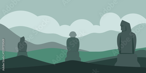 Lone person on a mountain enjoying the sunset