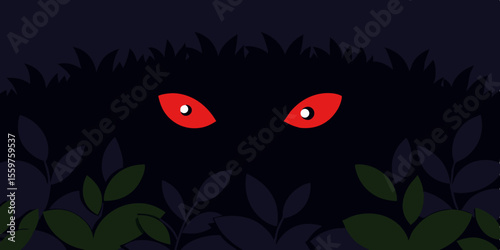 Glowing Red Eyes in the Dark A Creepy Illustration