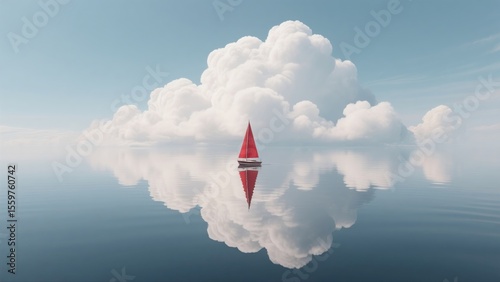 sailboat floating above the clouds