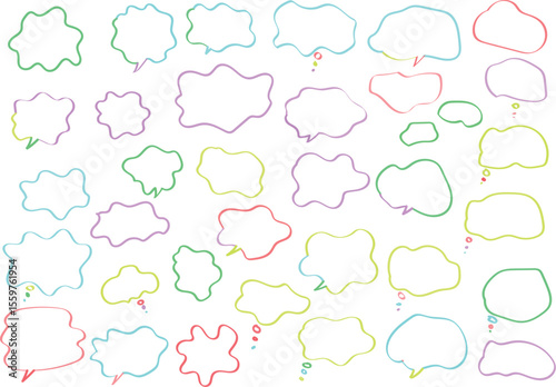 マーカーで描いた悩みのフキダシ　カラー