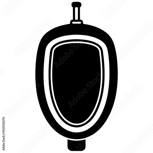 Simple black and white urinal plumbing fixture vector