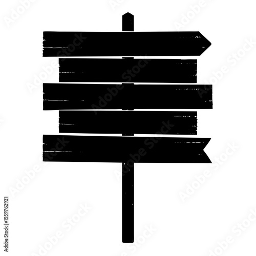 Black wooden signpost with directional arrows vector