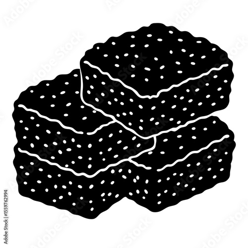 Pile of black sesame mochi desserts illustration vector
