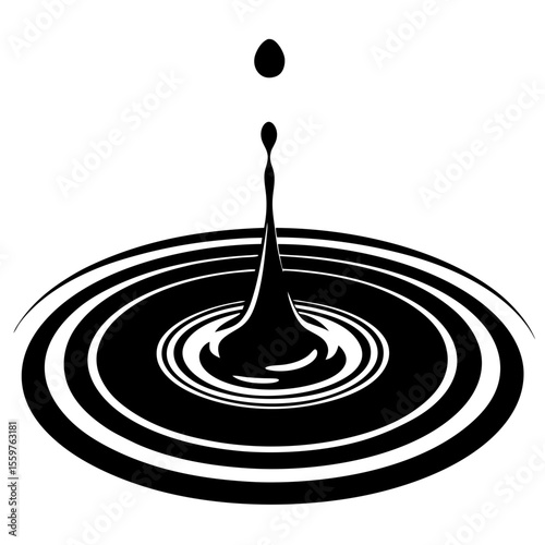 Black liquid drop falling into a pool of liquid vector