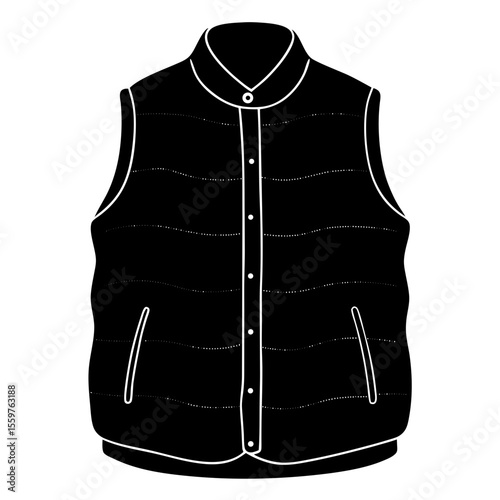 Illustration of a black puffer vest with buttons vector