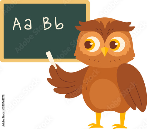 Owl Teacher with Chalkboard

