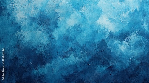 Abstract Blue Background with Turquoise Brush Strokes and Acrylic Watercolor