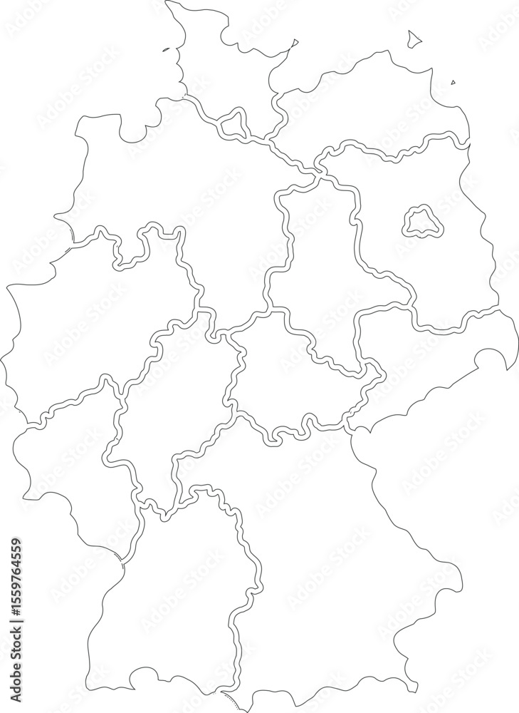 Fototapeta premium Outline Map of Germany with States and Regions