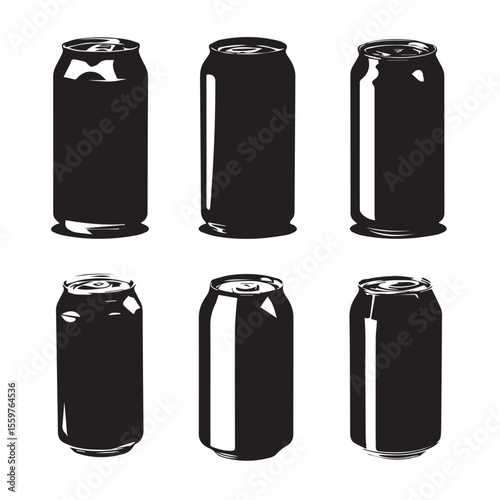 beer can silhouette set, Black & White silhouette set