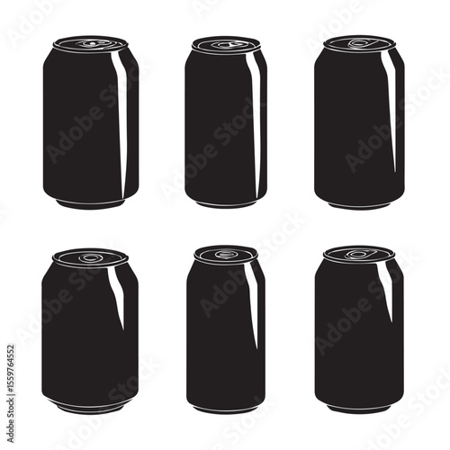 beer can silhouette set, Black & White silhouette set