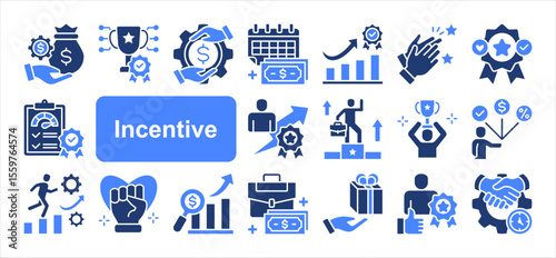 Incentive editable stroke icon set, with Reward, Compensation, Pay day, Performance award, Award, Employee benefits, Gift.