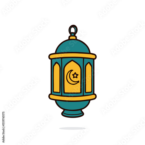 Simple lantern illustration with a crescent moon design.