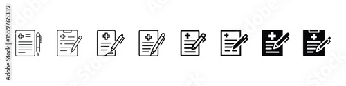Icon of Medical Form with Pen – Health Record and Patient Data Entry Symbol for Hospital Documentation, icon of medical form with pen for health data entry, patient information recording, hospital doc