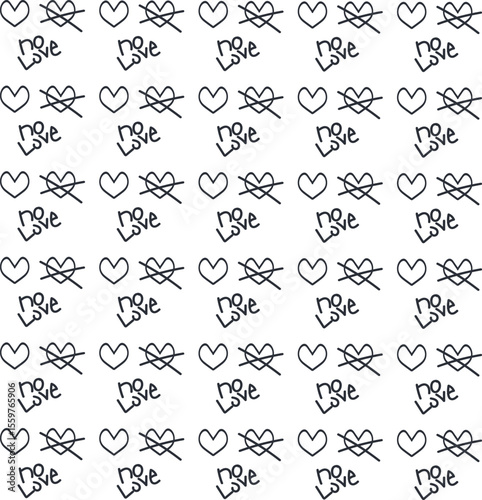 Demographic crisis is an art piece with hearts and crossed out love symbols with the words "no love".