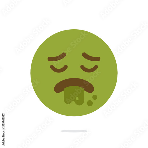 Green emoji face vomiting, expressing illness or disgust.
