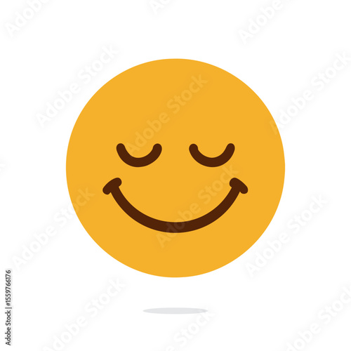 Simple vector graphic of a smiling face with closed eyes.