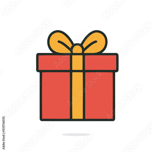 Simple gift box with ribbon icon