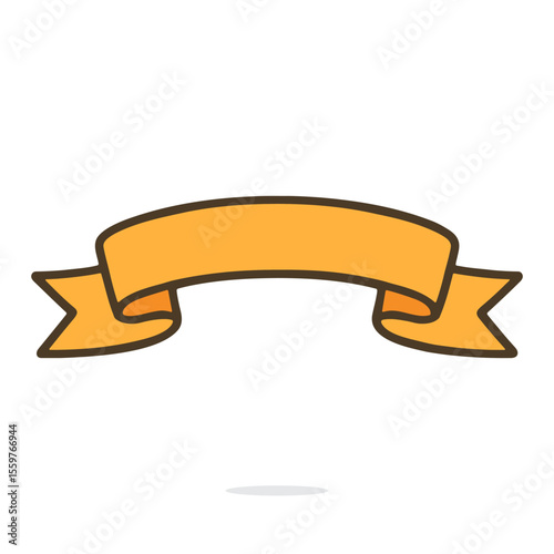 Simple yellow ribbon banner with decorative ends.