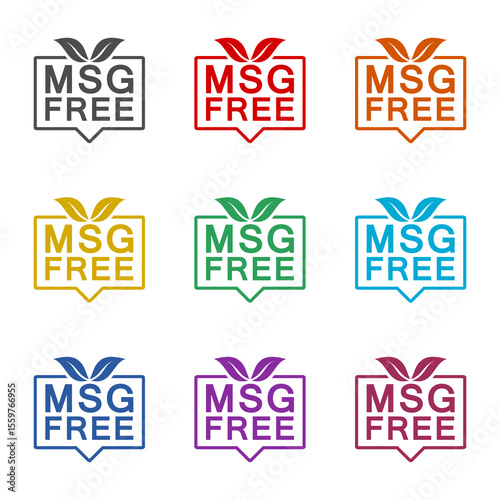 MSG free  icon isolated on white background. Set icons colorful