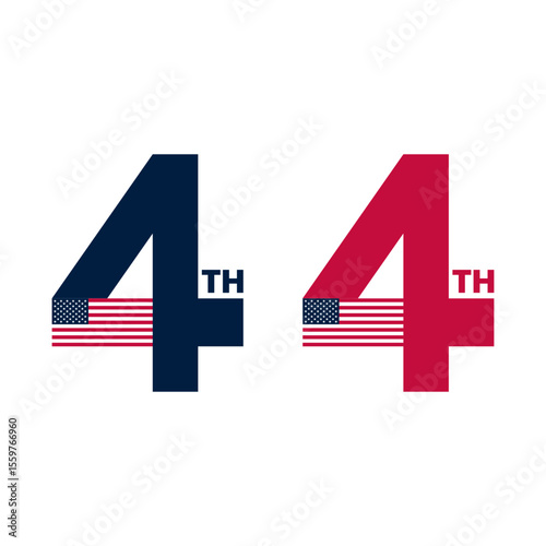 4th of July Graphic with American Flag | Independence Day Number Icon