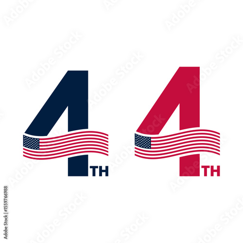 4th of July Icon with Waving American Flag | Independence Day Design