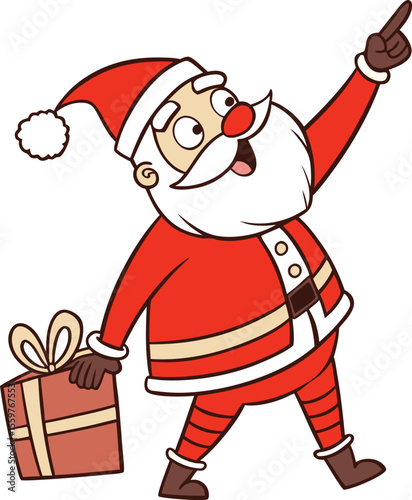  Santa claus points to something vector illustration on white background