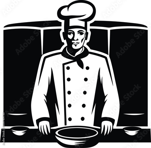 Silhouettes of Chef food restaurant hotel 