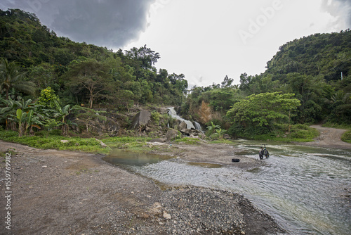 ebike e-mountain bike at a waterfall offroad