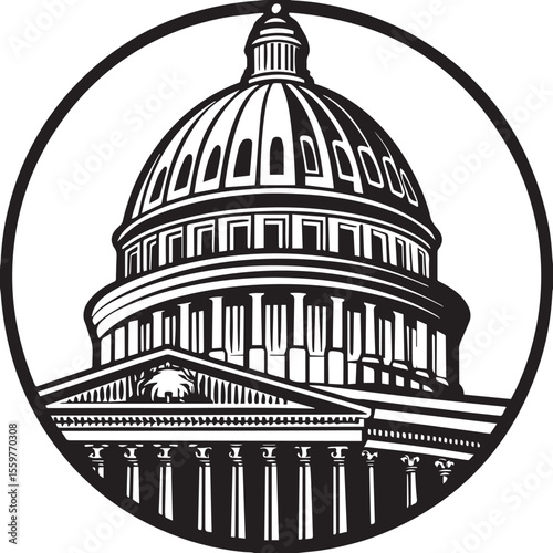 USA Capitol Building, a grand American government landmark in Washington DC, with its iconic dome against the sky