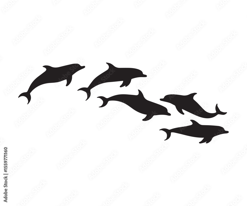 Fototapeta premium Dolphin Vector Stock Illustrations | Playful Dolphin Graphics for Kids’ Books, Posters & Summer Campaigns.