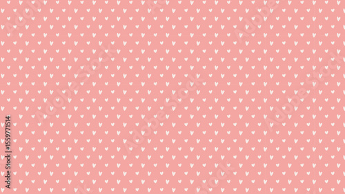 手描き風ピンクのハートのシームレスパターン背景