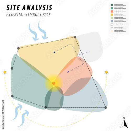 landscape architecture site analysis symbol icon element drawing graphic flat isolated vector. urban design element drawing