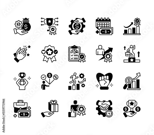 Incentive with Reward, Compensation, Pay day, Performance award, Award, Employee benefits, Gift. editable stroke icon set.