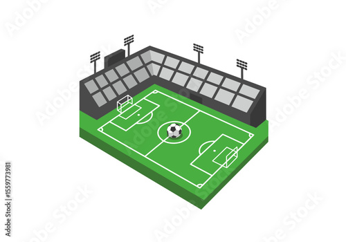 Soccer field in flat style. Football stadium vector illustration on Sport plan sign business concept. 
