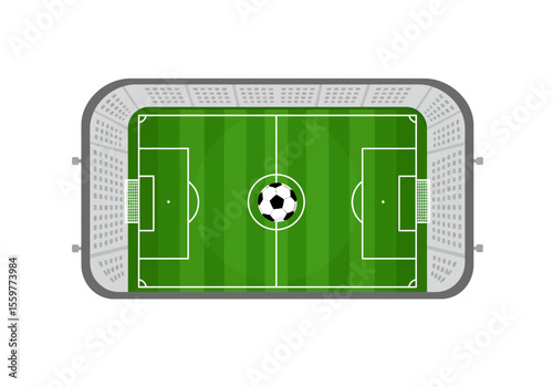 Soccer field in flat style. Football stadium vector illustration on Sport plan sign business concept. 