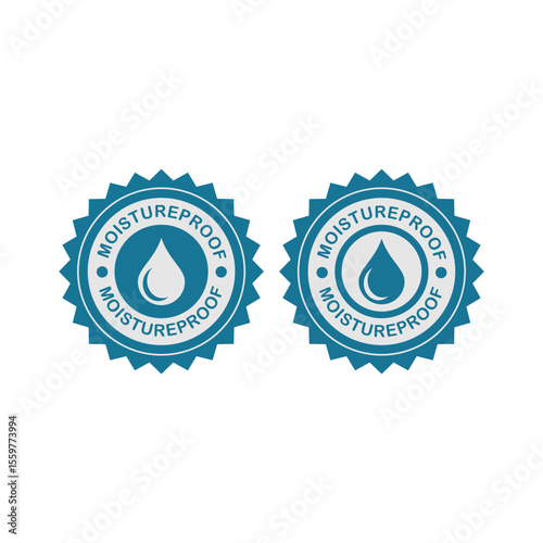 Blue moistureproof vector logo. Ideal for products requiring water or dampness resistance, symbolizing durability and protection.