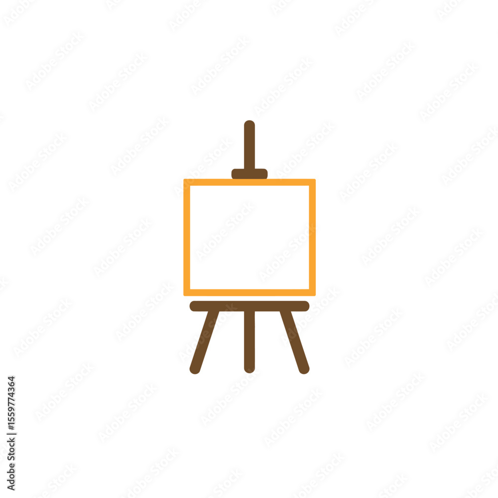 Painting easel icon in flat style. Canvas vector illustration. Artistic paper sign business concept. 