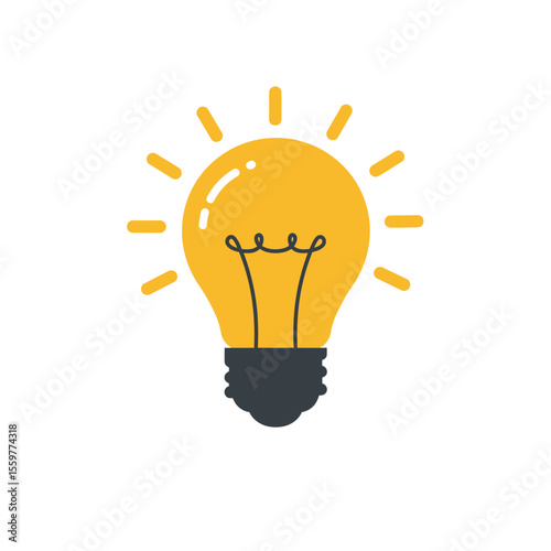 Light bulb icon in flat style. Lamp vector illustration Energy and idea sign business concept. 