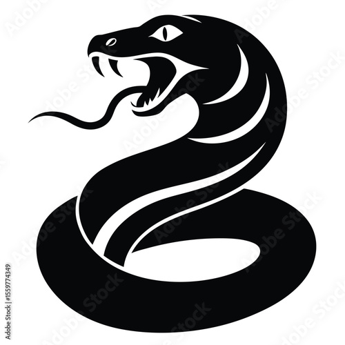 Majestic Serpent A Striking Black and White Illustration of a Cobra in Attack Position