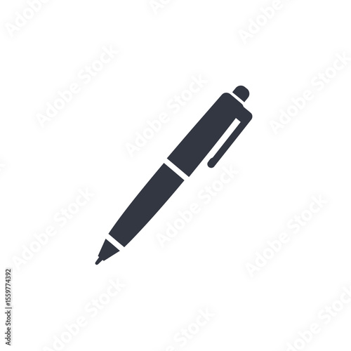 Ballpoint pen icon in flat style. Office tool vector illustration