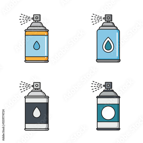 Spray can icon set collection in flat style. Aerosol bottle vector illustration Gas container sign business concept. 