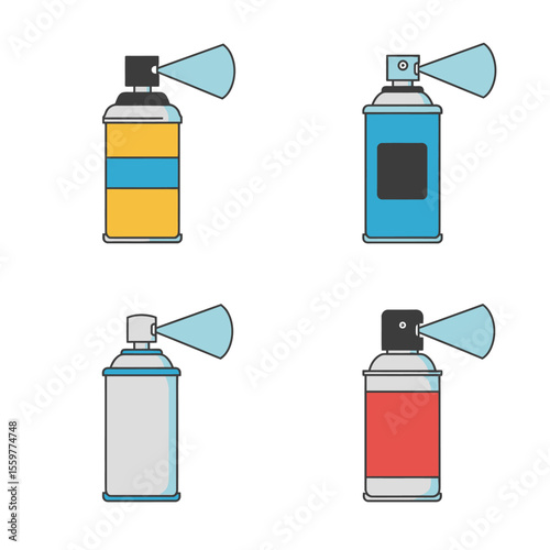 Spray can icon set collection in flat style. Aerosol bottle vector illustration Gas container sign business concept. 