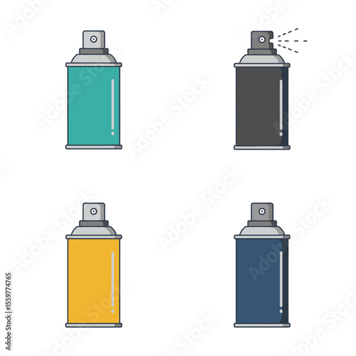 Spray can icon set collection in flat style. Aerosol bottle vector illustration Gas container sign business concept. 