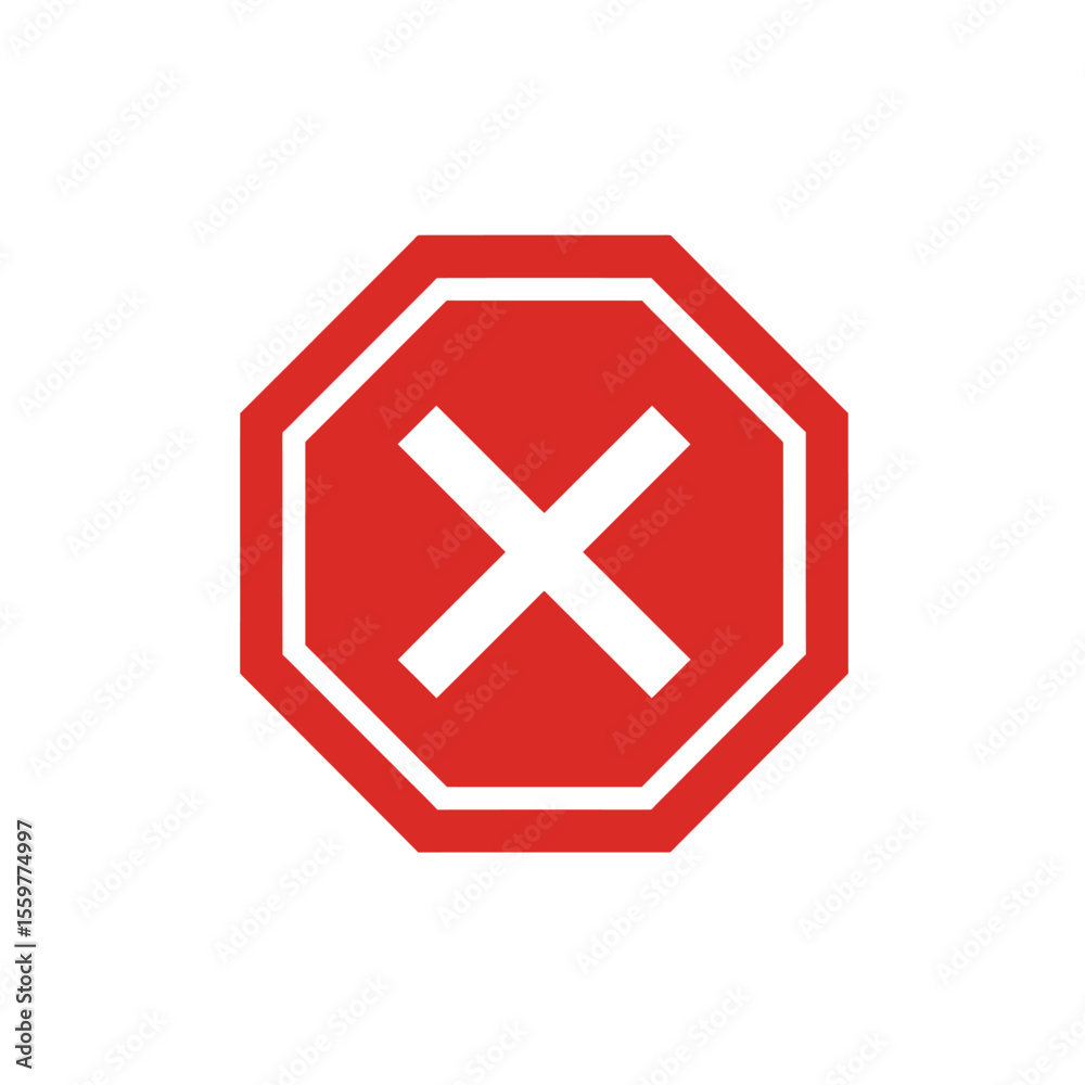 Fototapeta premium Caution, warning icon in flat style. Stop vector illustration on Do not enter sign business concept. 