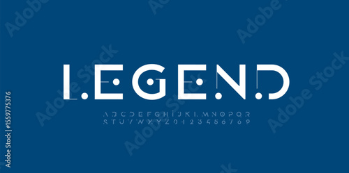 Font alphabet, bold letters from A to Z and numbers from 0 to 9, made line and circle dot vector illustration 10EPS.
