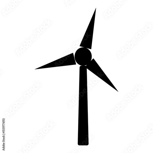 Flat wind turbine icon shows renewable wind energy, green electricity and clean eco power in modern vector style.